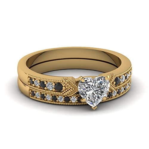 Bague de mariage cœur plaqué or jaune millegrain élégant pour fête