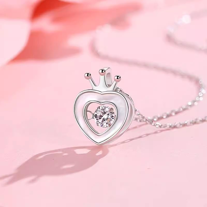 Eseres Heart Necklaces for Women Gold Heart Necklace Hollow Out Heart Pendant with Stainless Steel Chain Silver Heart Necklaces Dainty Necklace for Women with Crown - Image 5
