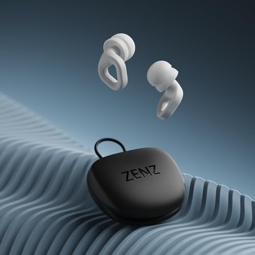 Image of Zenz Unwind Pro Ear Plugs for Sleeping, Soft Silicone Reusable Earplugs for Snoring, Yoga, Reading & Travel, 35dB Noise Reduction, 4 Sizes XS /S /M /L, Secure Fit with Case (Glacier White, One Size)