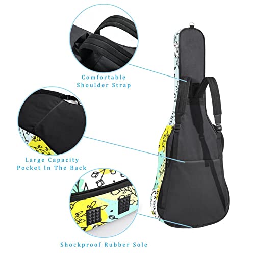 Housse étanche pour guitare acoustique avec double bandoulière et poche Motif floral Fond noir, Multicolore 03., 42.9×16… - Les Beatles, Paul McCartney, John Lennon, RIngo Starr, George Harrison Housse étanche pour guitare acoustique avec double bandoulière et poche Motif floral Fond noir, Multicolore 03., 42.9x16… – Image 4