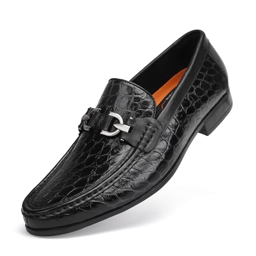 Image of Premium Dress Shoes for Men, Classic Alligator Printed Business Leather Dress Slip on Loafer Shoes for Mens