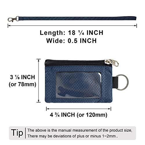 Image of CHENSPRX Minimalist RFID Blocking Small Wallet with ID Window,WaterResistant Zip Id Case Wallet with Lanyard Keychain for Cards,Cash,Travel,Women,Men