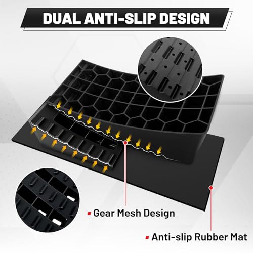 Image of ROBLOCK RV Leveling Blocks Up to G.V.W 35000 LBS, Camper Leveling Blocks with Chocks, Anti-Slip Mats, Carry Bag, RV Leveling System for Travel Trailers, 4 inch Max Leveling Height, 2 Packs, Black