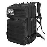 HEMSO Military Backpack 45L Waterproof Tactical Backpack Molle Backpacks Large Assault pack for Travelling Hunting Hiking Camping Fishing Trekking Gym(Black)