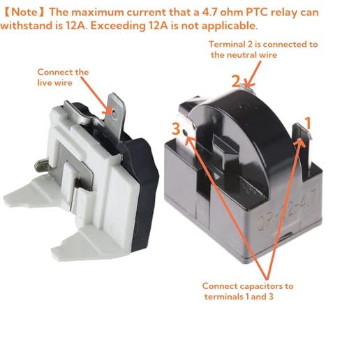 image for TUAIC 1Pcs QP-02-4.7 PTC Refrigerator Start Relay 3Pin Coolers Compres