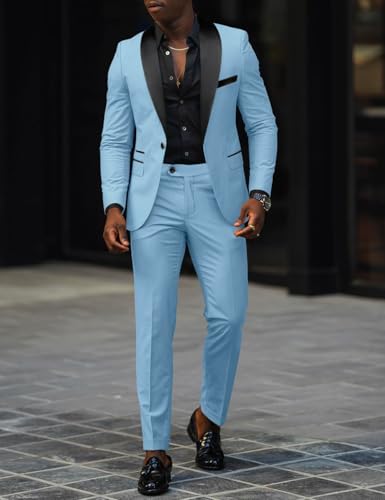 ORBITRAY Men's Slim Fit Suit 2 Piece Suit for Men Wedding Prom Party One Button Tuxedo Suit for Man2