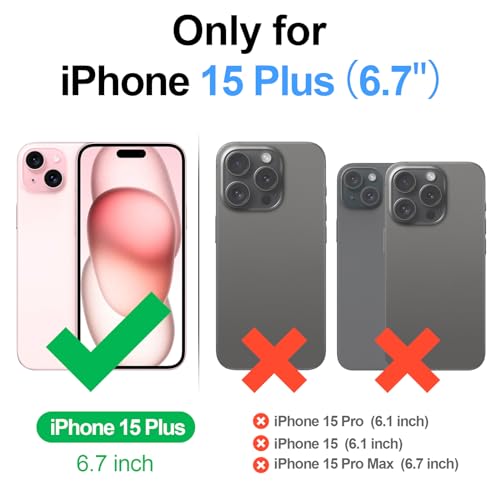 Antsturdy Compatible with iPhone 15 Plus Wallet Case,?RFID Blocking? PU Leather Phone Case Women Men with Card Holder Flip Cover Wrist Strap Zipper Credit Card Slots for Apple 15 Plus,Wine Red