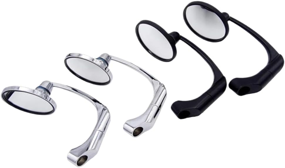 1 Pair 10mm Motorcycle Round Bar End Scooter Accessories Rearview Side Mirror Adjustable Compatible With Cafe Racer(Silver)