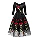 Produktbild JUSTSELL Kleider für Damen Herbst,Frauen Rosenstickerei Kleider V-Ausschnitt Brautjungfer Hochzei Kleider Lange Ärmel Abendkleid Temperament Cocktailkleid