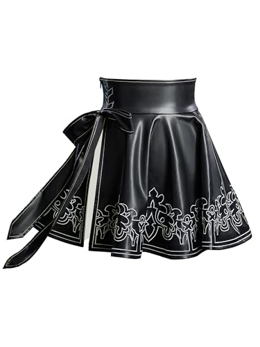 miccostumes Women's Cosplay Costume Black High-waisted Half Skirt with Bow (black, M)