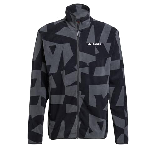 adidas Uomo Terrex Multi Printed Full Zip Fleece Jacket, Black/Carbon, M