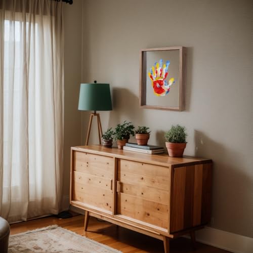 image for MLDWRONGYAOZ Family Handprint Frame Kit for 4 with 12 Colors &12 Pens,