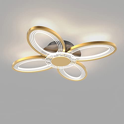 Plafonnier LED moderne à intensité variable doré en acrylique avec télécommande pour salon