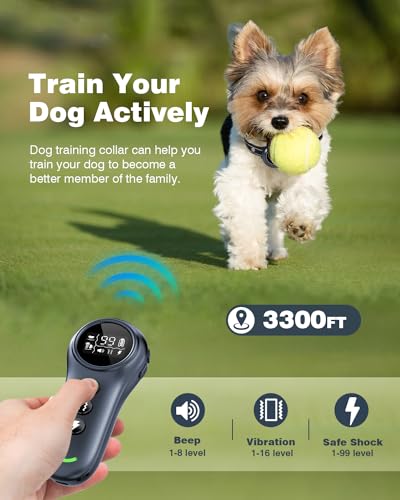 2-in-1 Dog Shock Collar & Dog Bark Collar - Smart Anti Barking Dog Training Collar with 5 Adjustable Sensitivity & 3300FT Remote for All Breeds IP67 Waterproof E-Collar - Image 5