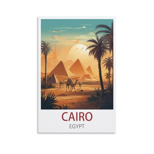 LOSNABO Poster de voyage vintage sur toile du Caire Egypte 30 x 45 cm