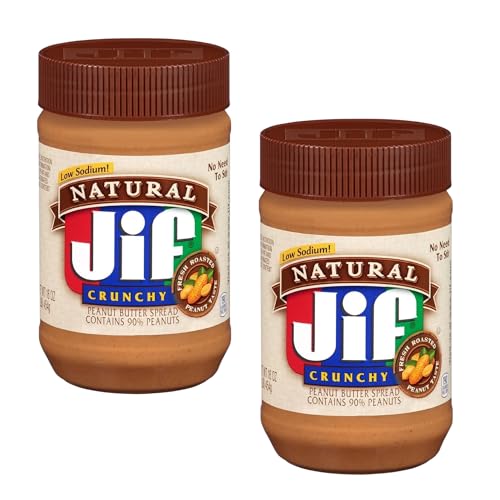 J'if Natural Crunchy Peanut Butter Spread, Low Sodium, 16 oz, 2 P...