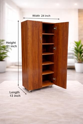 Image of Shoe Rack Organizer with Doors, 6 Shelves Wooden Shoe Cabinet for Home, 25 Pair Storage Tower, Engineered Wood Shoe Rack with Soft Close Hinges, Brown,Easily accommodate Upto UK Size 10