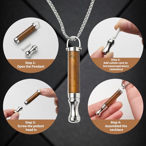 Breathing Necklace to Quit Smoking and Vaping Anxiety Relief Items Natural Calm Smokeless Inhaler Stop Smoking Aids Vaporless Inhaler Quit Smoking Fum Vaporless Inhaler for Natural Calm Stress Relief (Black Stone)4