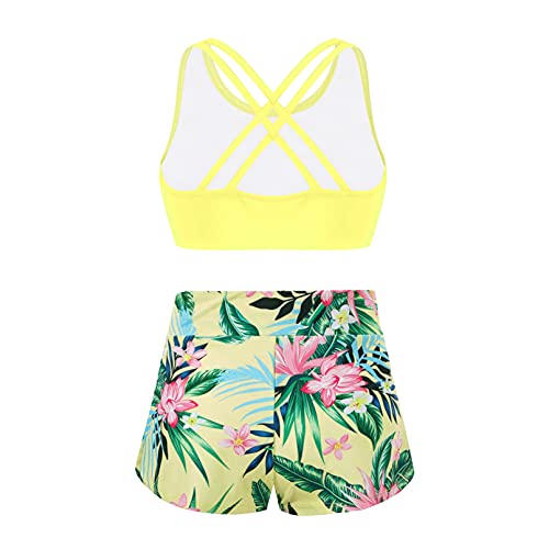 Buy Kids Girls Two-Pieces Hawaii Ruffles Tankini Swimsuit Swimwear...