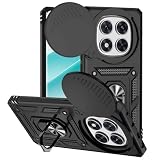 POUHYE Cover per Xiaomi Redmi Note 14 Pro 4G Custodia, Copriobiettivo Scorrevole Antiurto Grado Militare Case con 360° Magnetica Anello Supporto, Hard PC Back e TPU Bumper Cover Nero