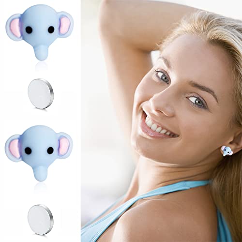 Spiritlele 12 Pairs Bunny Cartoon Magnetic Earrings Set Resin Clip on Non Piercing Fake Earrings for Women2