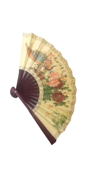 Linquard Collection Store Hand Fan Silk Sakura Butterfly Printed Japanese Folding Hand Fan (Multi Colors)