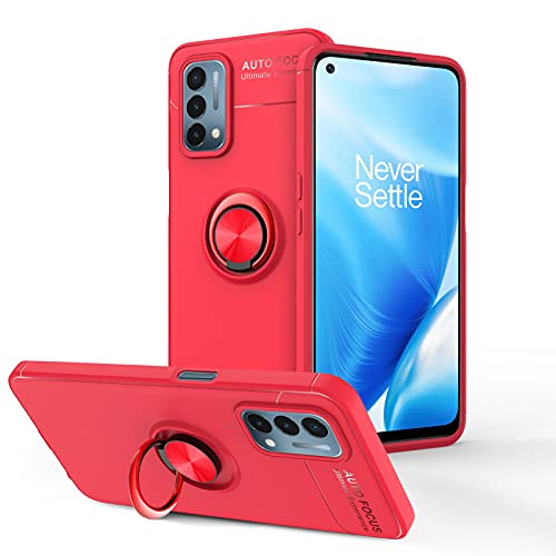 DONWELL for OnePlus Nord N200 5G Case, Nord N200 5G Case with Magnetic Ring Kickstand, Shock-Absorption Flexible TPU Rubber Protective Case for OnePlus Nord N200 5G 6.5 inch-Red