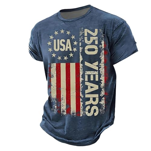 250 Anniversary USA Shirt Crewneck Pullover Tops Mens Tshirts Shirts Short Sleeve T Shirt America Crew Neck Tee