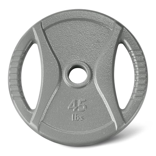Image of Amazon Basics 2-Inch Olympic Grip Weight Plates, Cast Iron, for Powerlifting, CrossFit & Strength Training