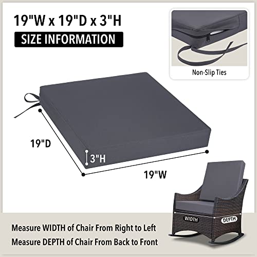 Tromlycs Outdoor Cushions For Patio Furniture Chair Cushions Set Of 2 Seat 19X19 Inch Outside Waterproof With Ties Square Dark Grey #TOP3