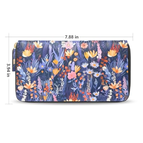 Long Wallets Leather Bifold Wallet for Women Floral Garden with Zipper Credit Card Holder Large Capacity2
