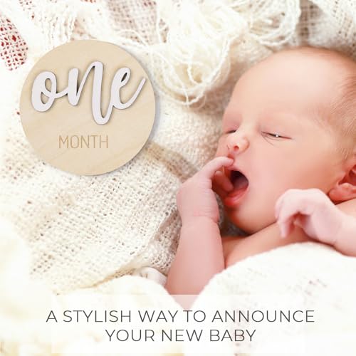 Image of Milestone Wooden Circles for Monthly Baby: Newborn Age Milestone Signs Cards for Hospital - Month Markers Discs for New Boys and Girls