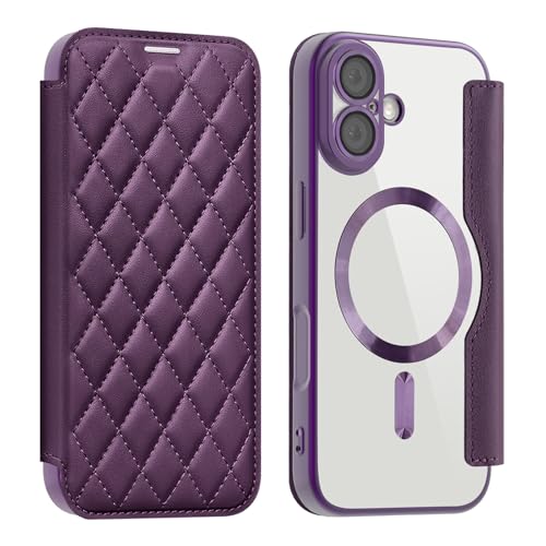 Coque anti-rayures iPhone 17 portefeuille magnétique violet