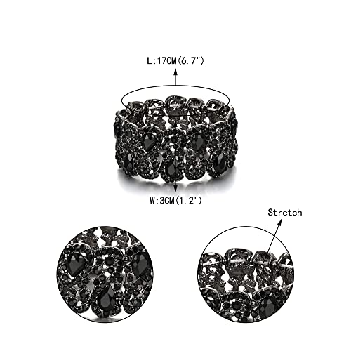 EVER FAITH Women's Austrian Crystal Costume Teardrop 8-Shaped Knot Elastic Stretch Bracelet4