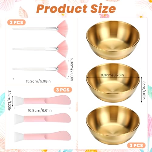 9 Pcs Facial Bowls and Brush Set Esthetician Facial Bowls Spatula and Fan Brush Mask Mixing Kit SPA Cosmetic Tool for Women Home Beauty Salon - Image 2
