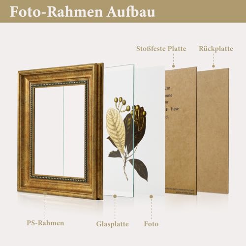 Afuly Bilderrahmen Gold 20x25 Vintage Fotorahmen mit Gold Perlen Retro Antique Rustikal Rahmen Wand Tabelle Deko Anzeigen Muttertage Geburtstag Hochzeit Geschenke für Mutter Oma Familien