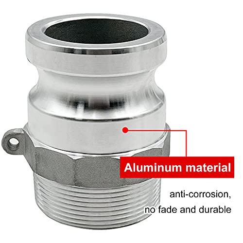 Safby 2 Pcs Type F Aluminum Global Cam And Groove Hose Fitting,2“ Plug X2” Npt Male With 2 Pcs 2“ Camlock Gasket Fitting (2") #TOP3