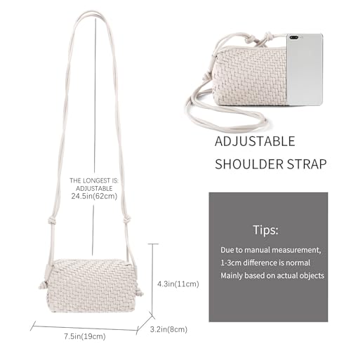 Image of Woven Crossbody Bag for Women,Small Handbag Cute Purse Vegan Leather Handmade Shoulderbag,Lightweight Tote Bag with Strap