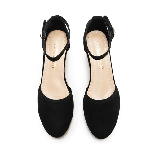DREAM PAIRS Women's Espadrilles Closed Toe Ankle Strap Dressy Platform Wedge Sandals4