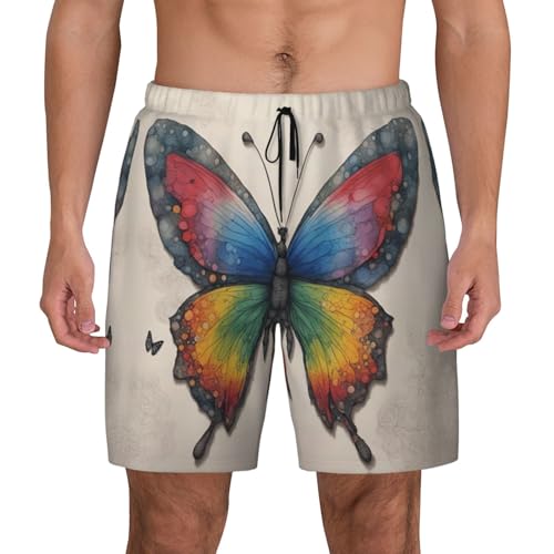 Short de bain homme anti humidité léger motif papillon arc-en-ciel