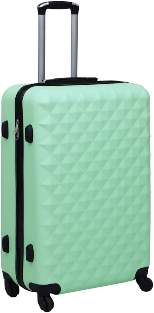 vidaXL Trolley Suitcase – Mint Green, Lightweight, ABS Hard Shell with Security Lock and Four 360-Degree Castors
