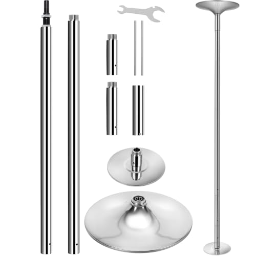 FAHKNS 45mm Silver Stripper Pole for Home Fitness, 7.6-9ft