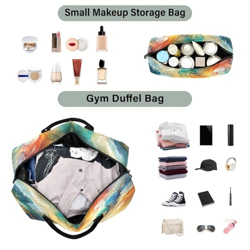susiyo Rainbow Ink Painting Expandable Travel Duffle Bag, Large Weekender Overnight Bags and Adjustable Strap, Carry On Shoulder Tote Bag, Gym Duffel Bag with Toiletry Bags for Hospital4