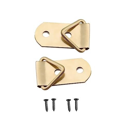 Image of Aicosineg Triangle Ring Picture Hangers 40mm x 14mm Hardware Assortment Kit, for Hanging Clock Paintings Picture Frame Home Decoration Artwork Creative Photo Hanging Solutions Golden Tone 20pcs