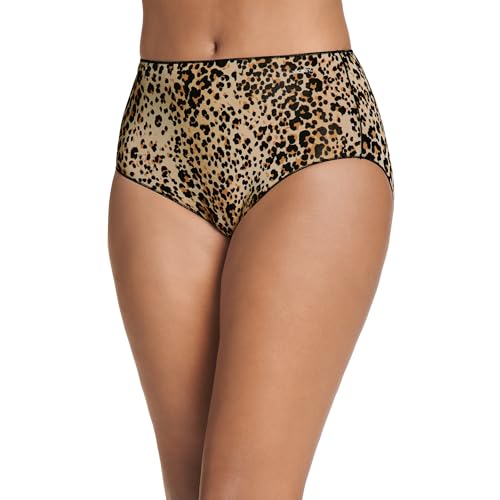 Jockey Women's Underwear No Panty Line Promise Tactel Hip Brief, Iconic Cheetah, 8