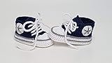  Babyschuhe gehäkelt-Sneakers-marine/grau-Turnschuhe-Sportschuhe-Krabbelschuhe