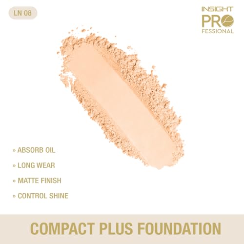 Image of INSIGHT Professional Compact Plus Foundation 15g - Shade LN08 | Creamy Pressed Powder Base with Flawless Coverage, Long Lasting & Smooth Finish