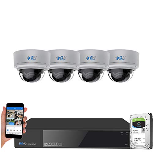 GW Security AutoFocus 4K (8MP) Smart AI Color Night Vision IP Camera System, 8 Channel H.265+ 4K NVR, 4 x UltraHD 4K Dome Microphone POE Security Camera 4X Optical Motorized Zoom Outdoor Indoor