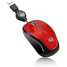 Adesso Ergonomic iMouse S8 - Retractable Optical USB Mouse Red