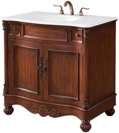 Elegant Kitchen and Bath Windsor36 Single Solid Wood Bathroom Vanity in Brown